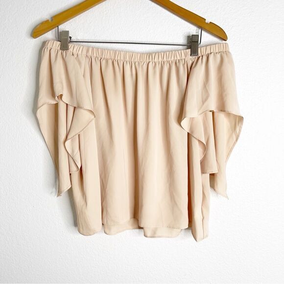 Amanda Uprichard Top Off The Shoulder Neutral Blouse Size Medium - Picture 1 of 5